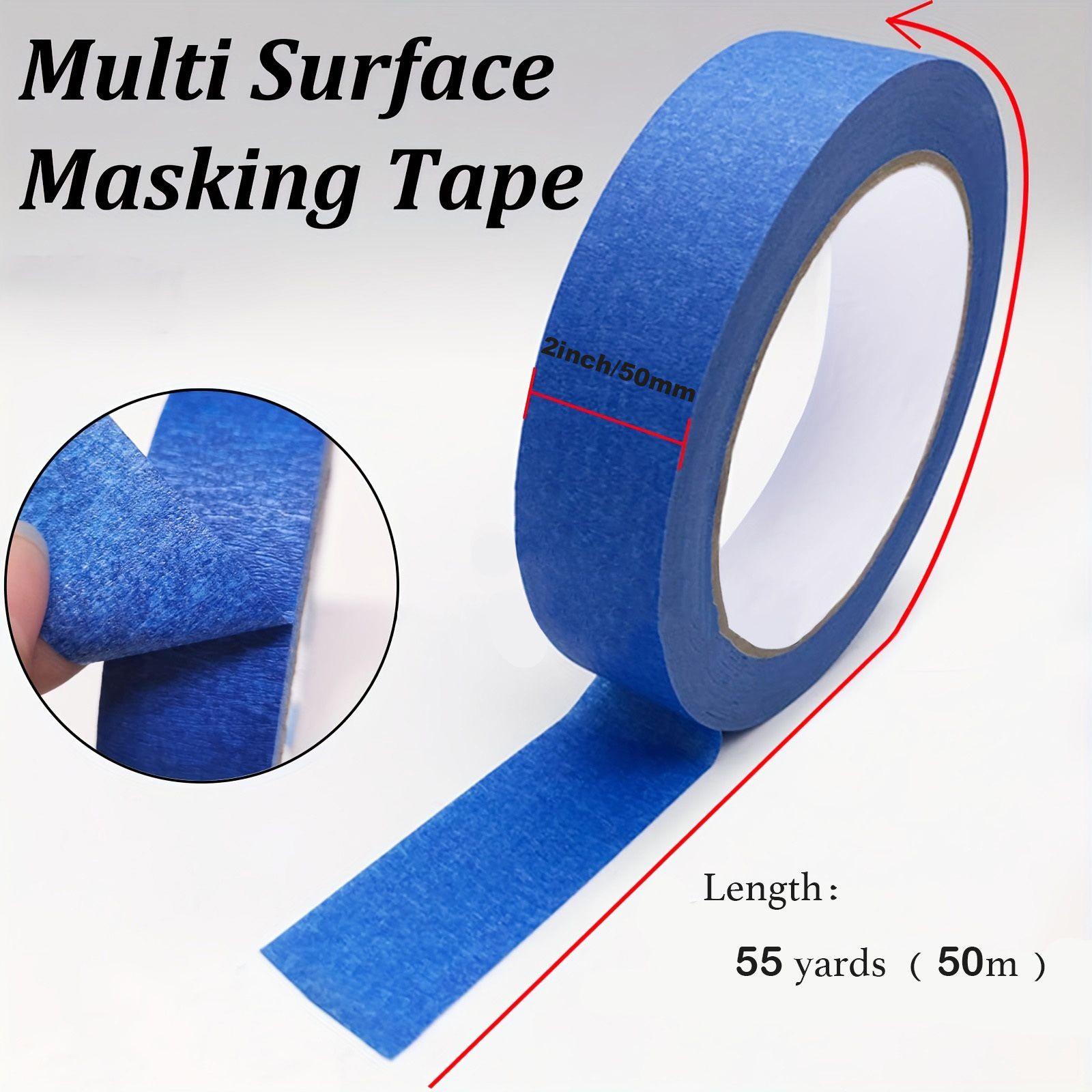 Blue Painters Tape, X 22/55 Yards,multi Size Painting Masking Tape, Clean  Release Paper Tape For Home And Office Temu