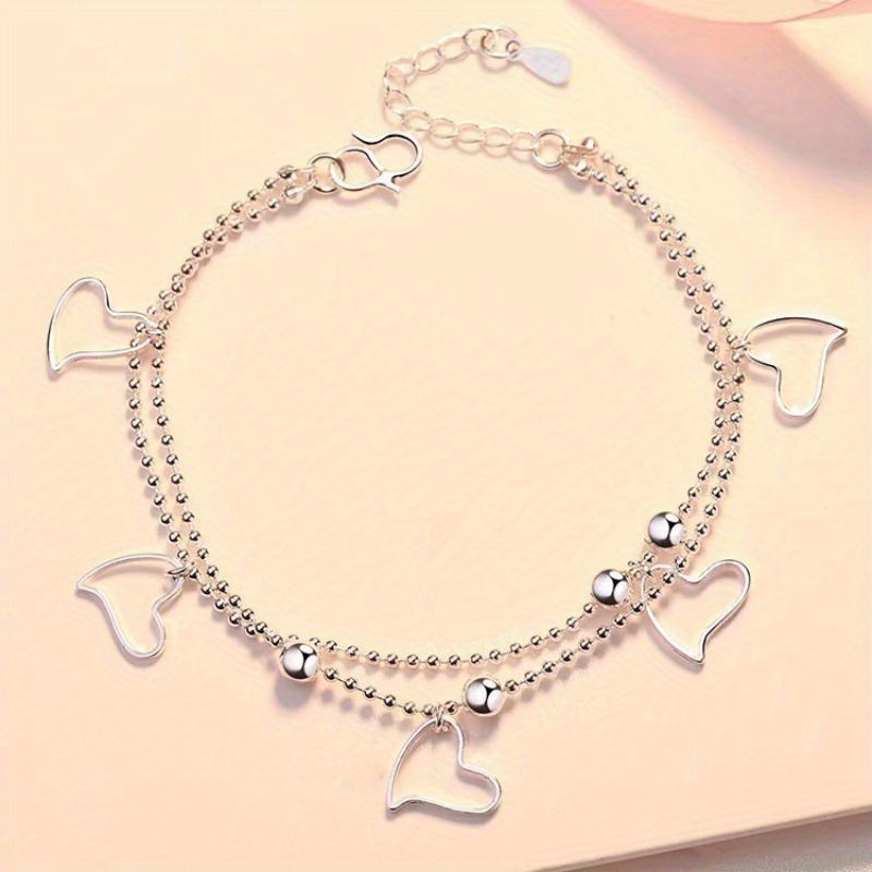 Sweet Zircon Heart Bracelet for Female Adjustable Ins Niche Design Korean  Style Simple Personalized Small Heart