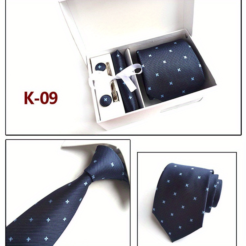 Men's Tie Dot Flower Striped Necktie Set