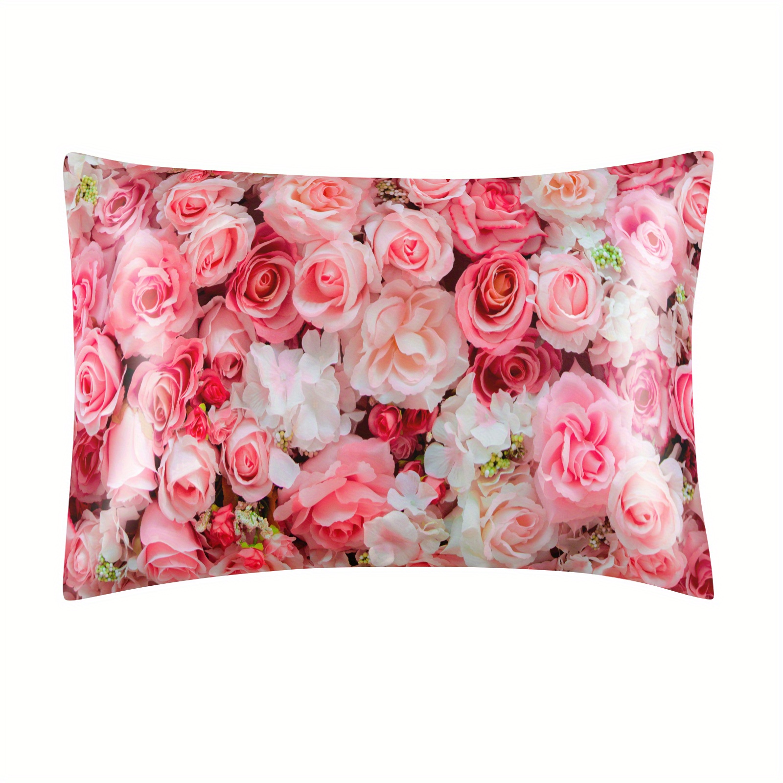 1pc satin pillowcase for hair and skin floral pattern pillowcase with envelope opening and closing 20 x 26inch details 0