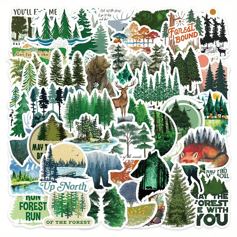 Green Forest Stickers Healing Mobile Phone Case Laptop - Temu