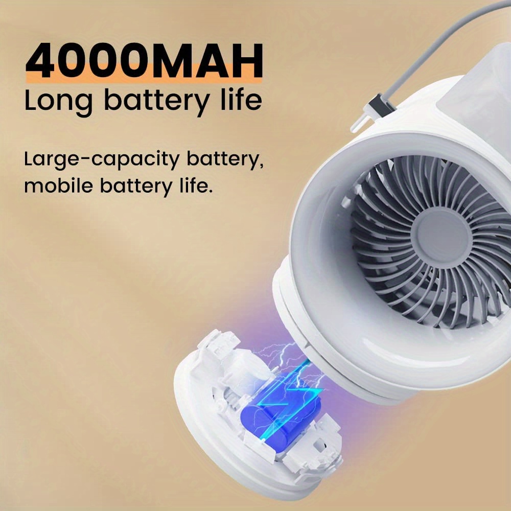 1pc portable air conditioner fan mini air conditioner cooling fan desktop double spray humidifier with night light quiet personal air cooler with 3 speed fan for bedroom office outdoor details 2