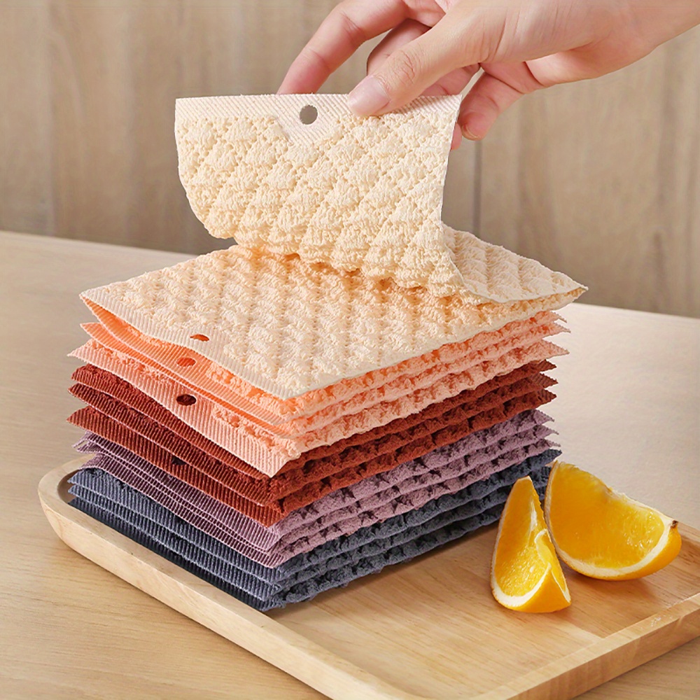 Bamboo Fiber Cleaning Cloth, 5pcs/pack, Approx Size: 9.44 Inches X 9.44  Inches. Bamboo Charcoal Dish Cloth For Kitchen, Household Cleaning.  Superfine Fiber High Absorbent Cleaning Rags