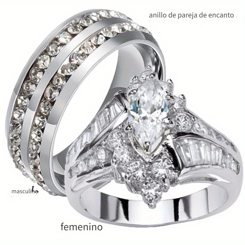CC Set-anillos de circonia cúbica doble para mujer, anillo de