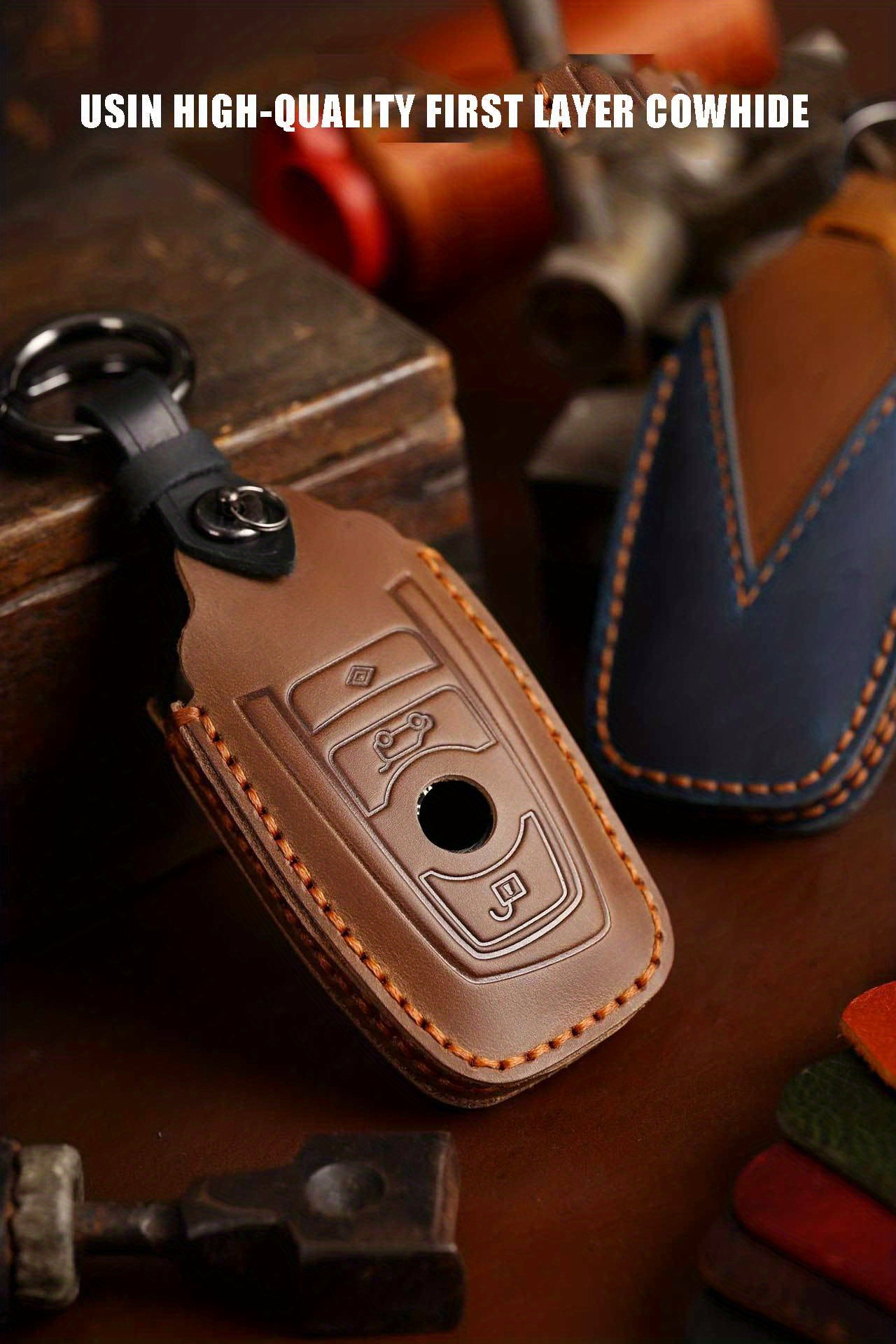 For 3/4 Buttons Genuine Leather Keycase Car Key Pack - Temu