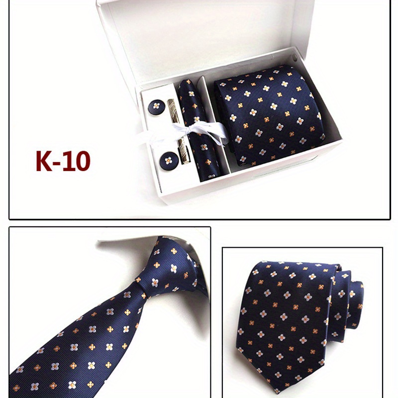 Men's Tie Dot Flower Striped Necktie Set