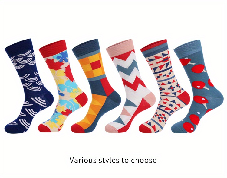 Men's Cool Colorful Dress Socks Novelty Funny Happy Cotton - Temu