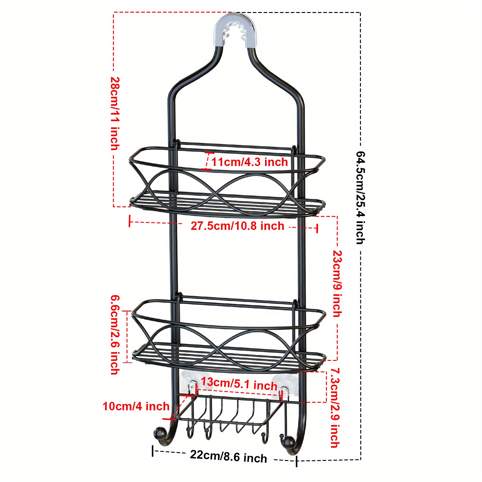 Bathroom Shower Caddy Anti swing Hanging Basket Over Head - Temu