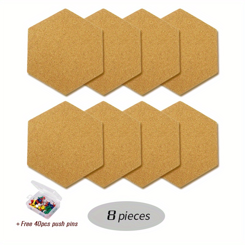 Weychen Cork Board Self-Adhesive Bulletin Cork Tiles 8 Pack Big Size 12 X10.2 Hexagon Cork Board Frame Cork Board for Wall/School/Home & Office