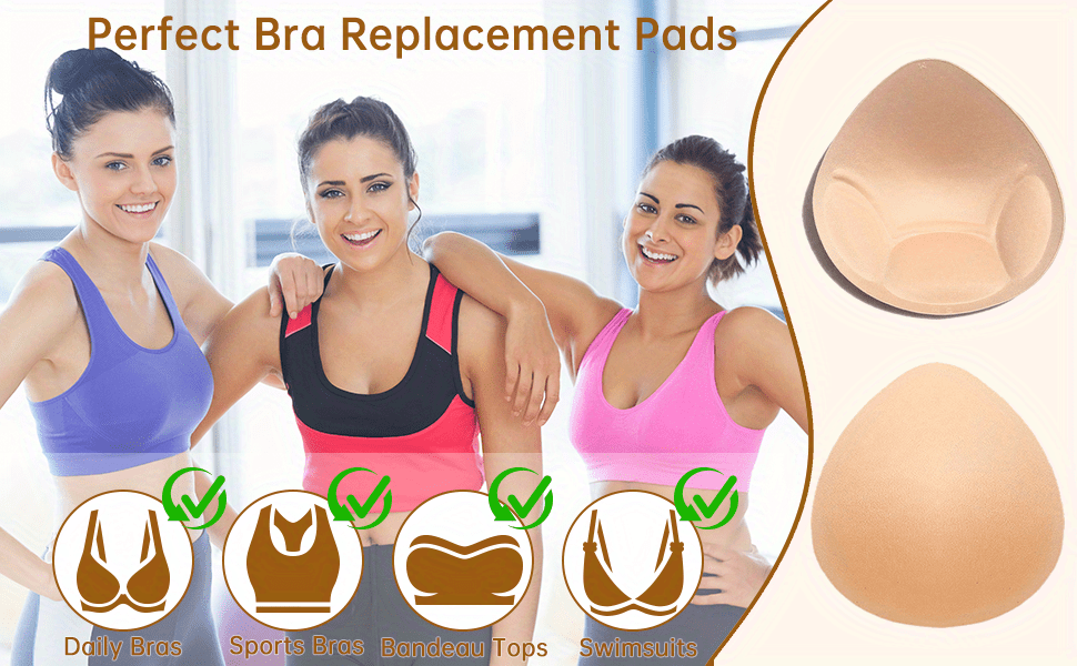 3 Pairs Sports Bras Bra Replacement Pad Silicone Bra Inserts Triangle Push  Pads Swimsuit Bra Pads Inserts