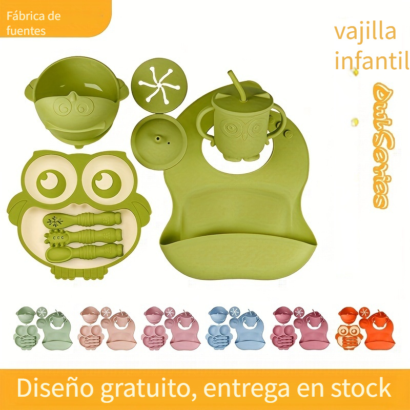 Juegos Vajilla Silicona Juego Completo Plato Cena Búho Niños Plato Cena  Separado Plato Cena Bebé Caja Comida Auxiliar Suministros Madres Bebés  Juegos Alimentación Bebés Tazón Ventosa Silicona Niños Cuchara Bebé Plato  Cena