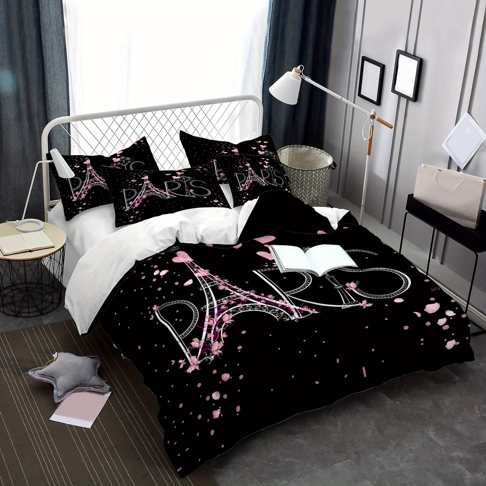 TEMU Pink-themed Bedding Featuring Tower, Made Of Washable Microfiber For A Soft And Comfortable Experience, Available In 2 Or 3pcs Sets