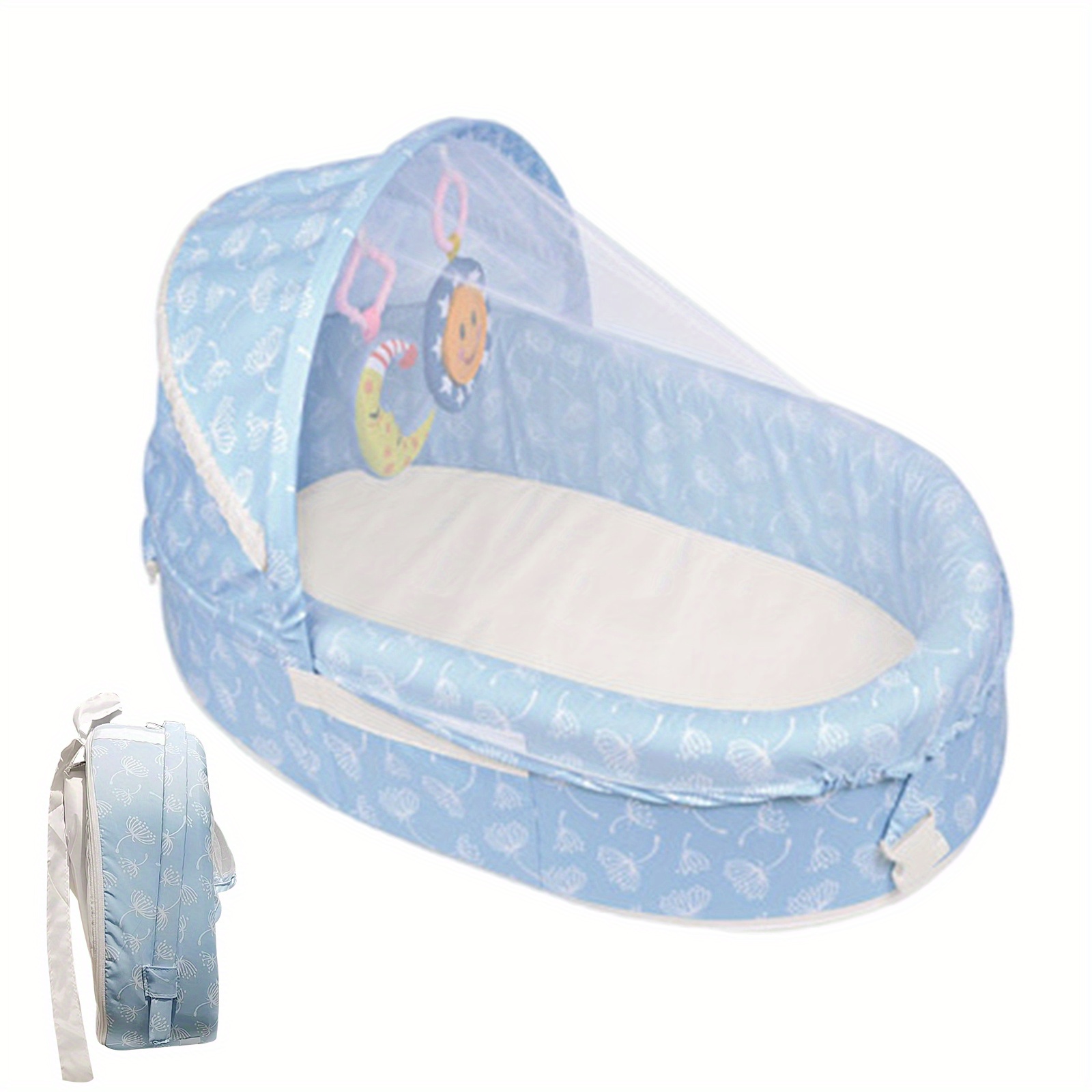 compatibles Lit pliable pour bébé couffin Portable en coton filet de  Protection solaire panier de couchage respirant pour bébé avec jouets