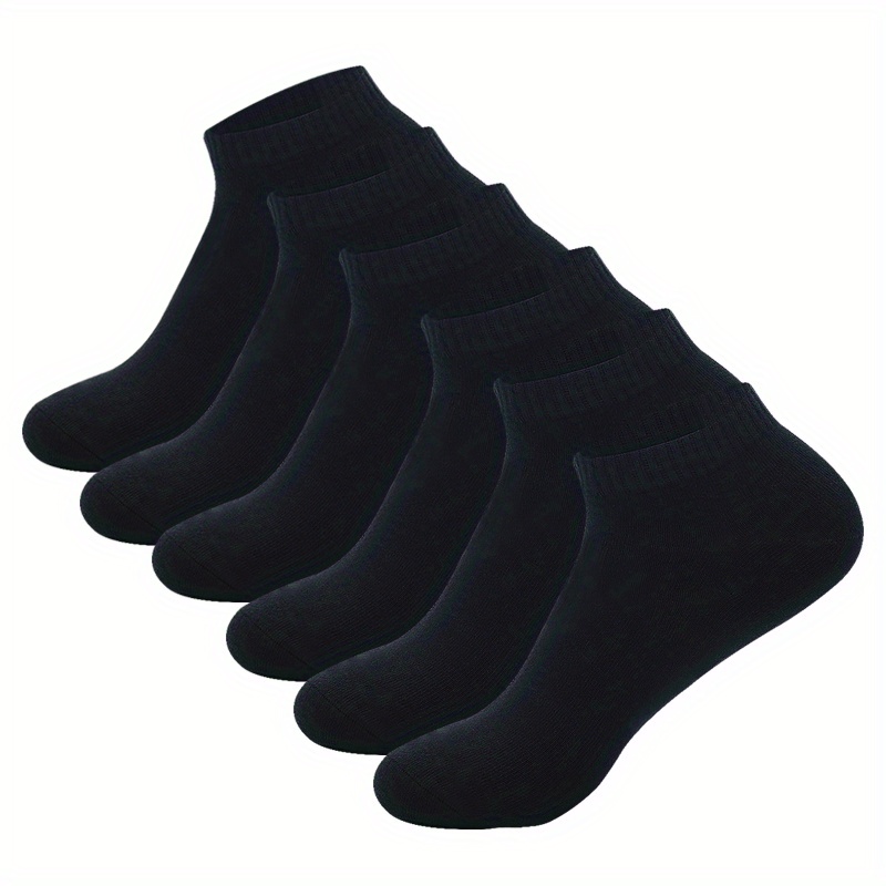 Image of 6 Pairs Men's And Women's Athletic Cotton Socks - Low-cut, Breathable, Moisture-wicking, Stretchy, Black, Gray, White, Athletic Socks|lowcut Socks|stretchy Fabric, Sweat-resistant