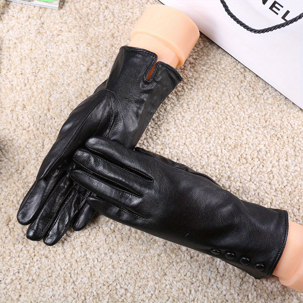 Bow Ruffle Edge Sheepskin Gloves Solid Color Split Finger Genuine Leather  Gloves Ladies Autumn Winter Driving Riding Windproof Warm Gloves - Temu Oman