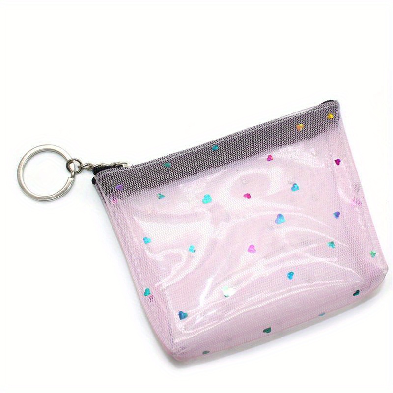 Pink Heart Keychain Zipper Coin Pouch