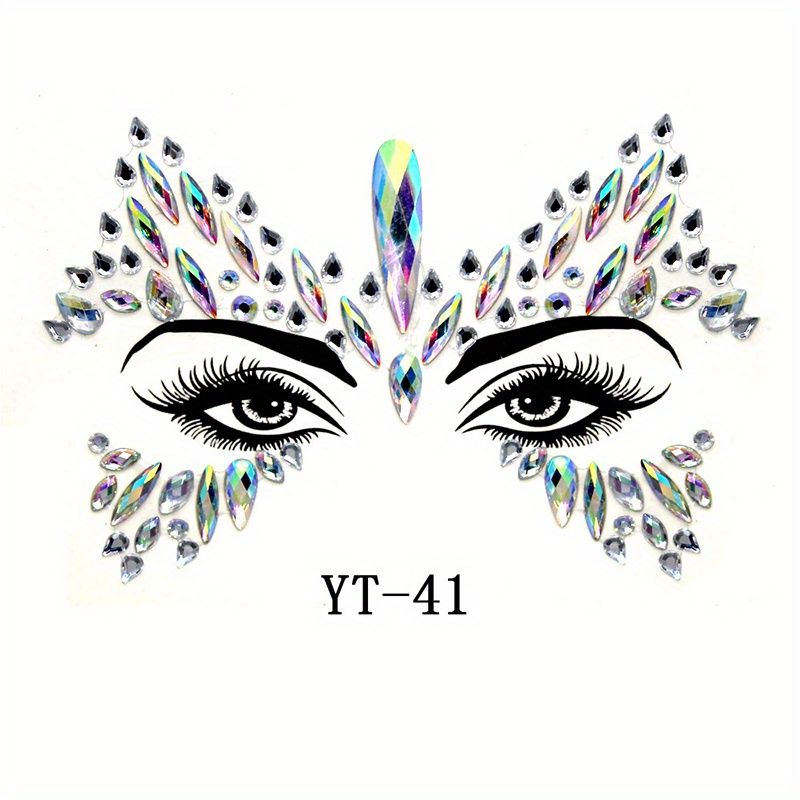 KIHOUT Hot Selling Electric Syllable Face Stickers Eyebrow Stick Stickers  Drill Manicure Pearl Stickers Suitable For Masquerade Face Decoration Drill