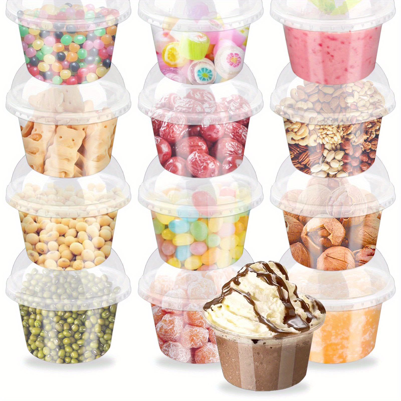 50-Pack 5 oz Plastic Dessert Cups with Lids - Bulk Ice Cream Containers  with Dome Lids (Clear)