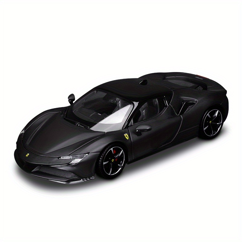 Burago 1:24 Scale Ferrari SF90 Stradale Diecast Model Car, Metal Alloy Sports Vehicle Collectible, Manual Operation, Red/Black, Sports Theme Gift