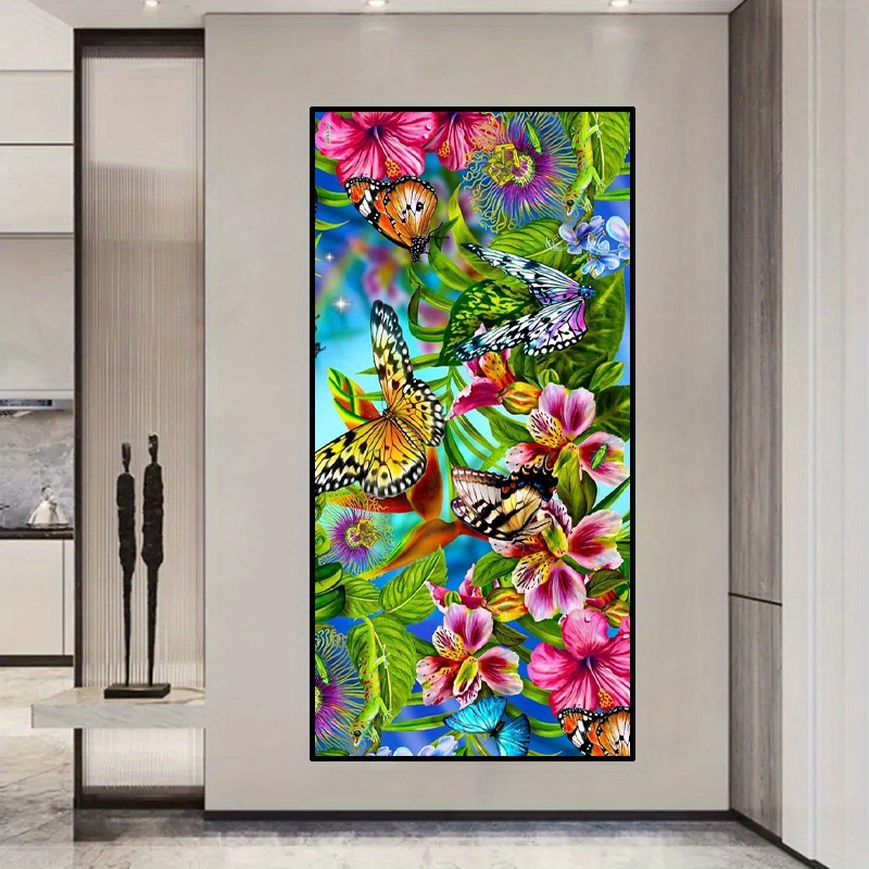 Flowers And Butterflies Diamond Painting Design Colorful House