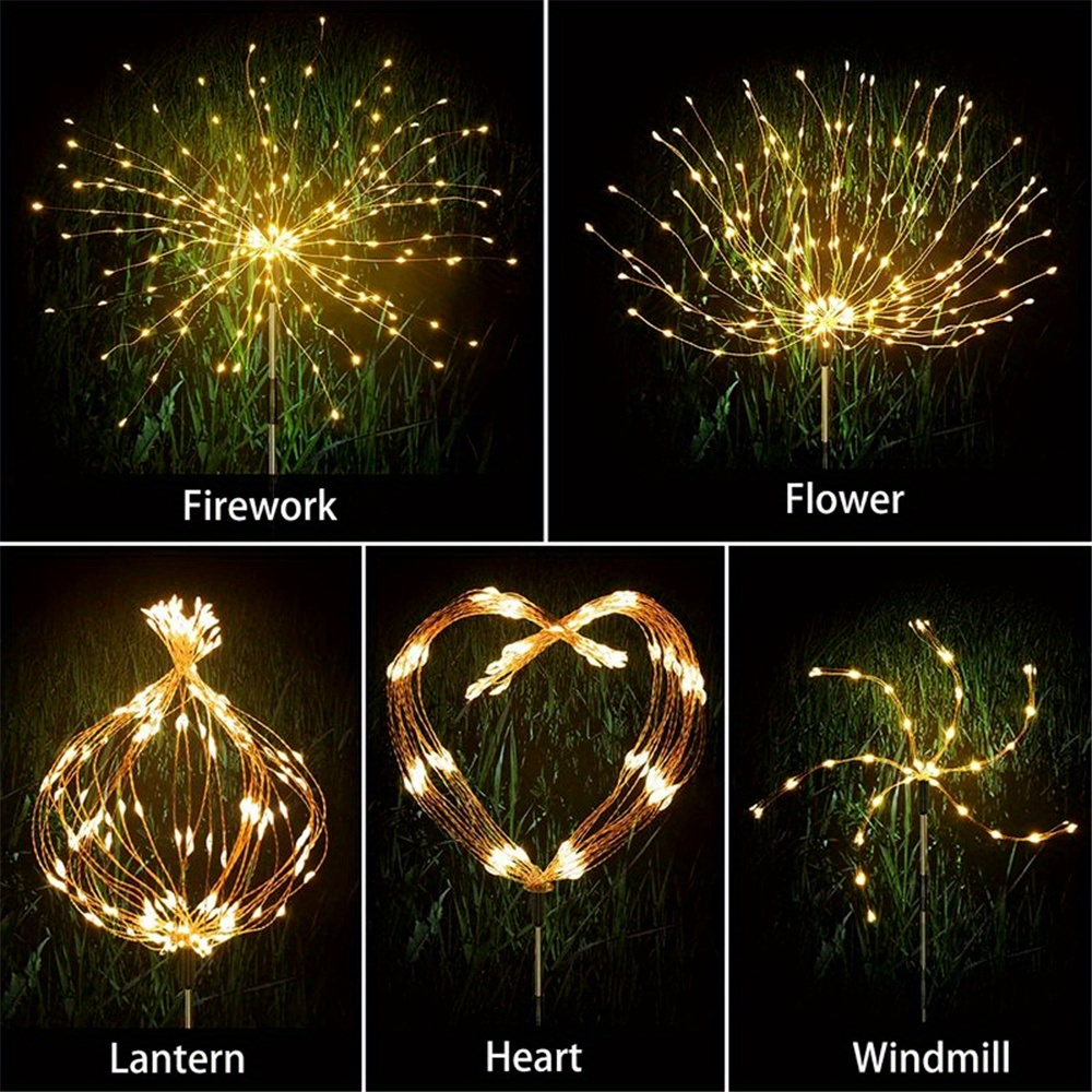 Solar Fairy Light Firework Light 8 Modes Light Waterproof Temu