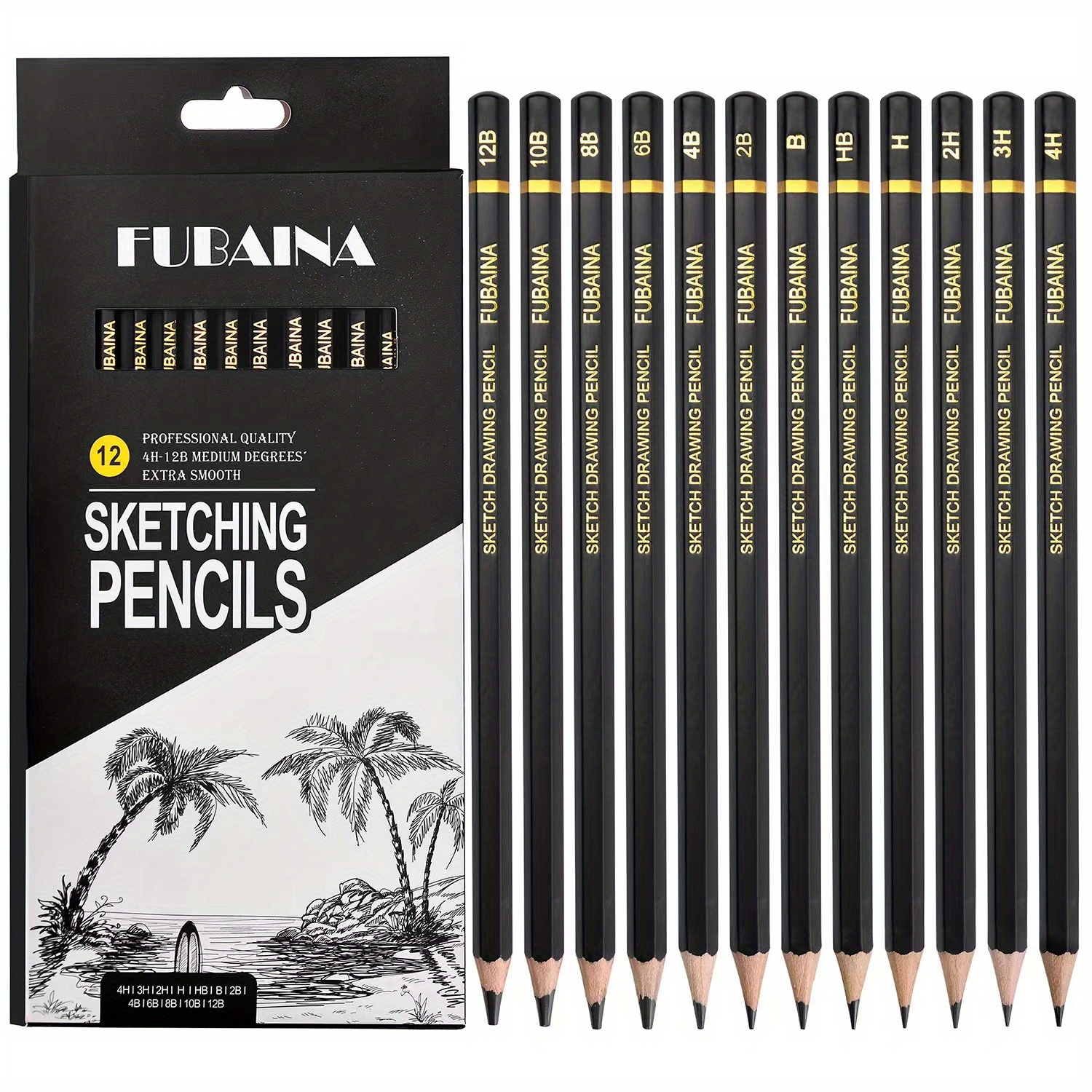 Graphite Drawing Pencils (12B - 6H) - Set of 12 B