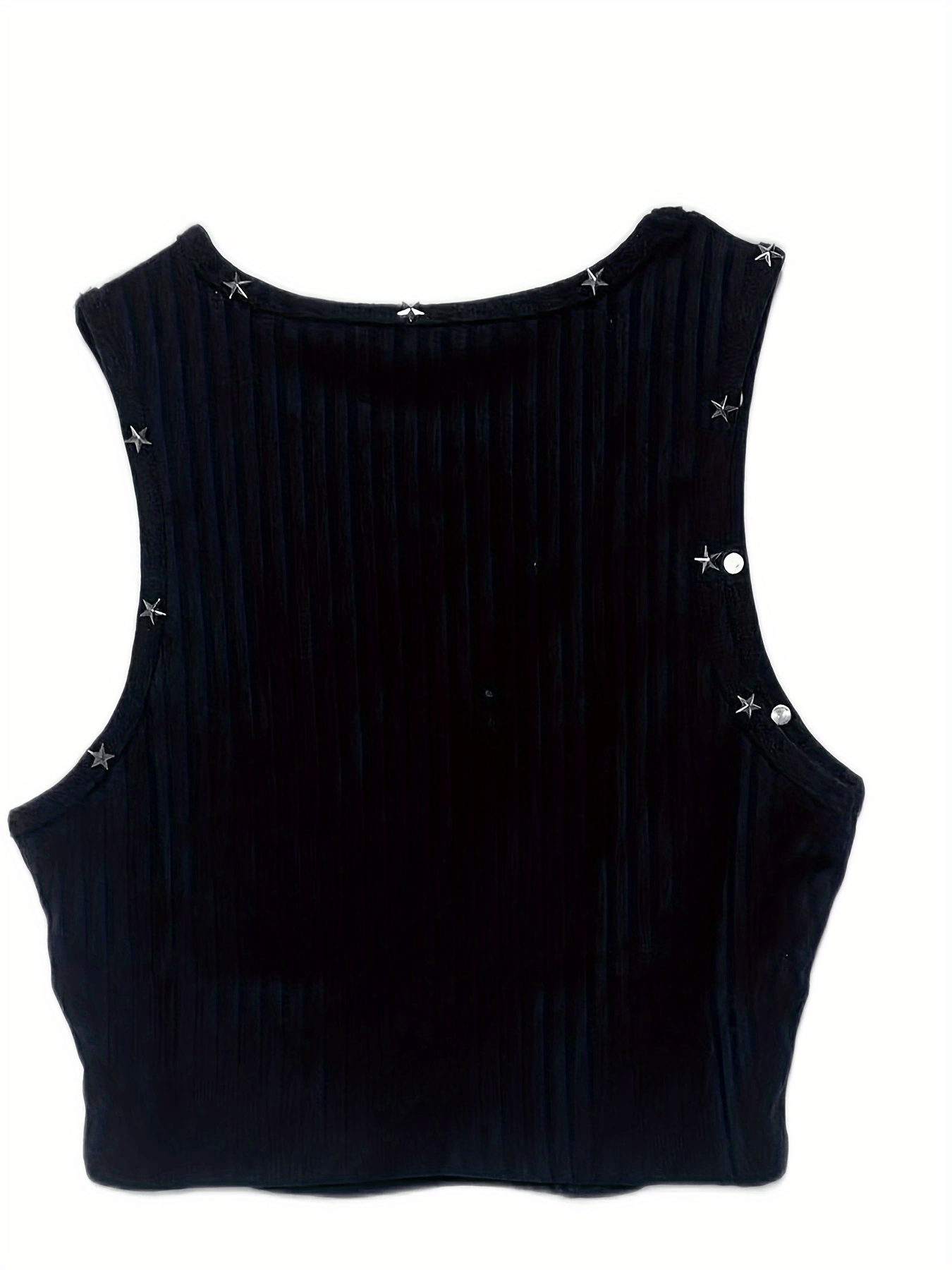 Star Decor Mesh Star Crop Tank Top, Y2k Sexy Sleeveless Tank Top For