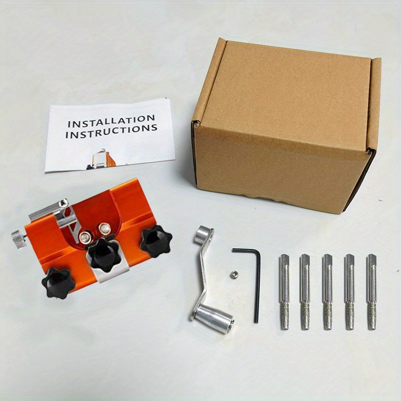 Última versión: herramienta de afilador de motosierra, kit de plantilla de  afilado de sierra de cadena de manivela con 6 rebabas de afilado de