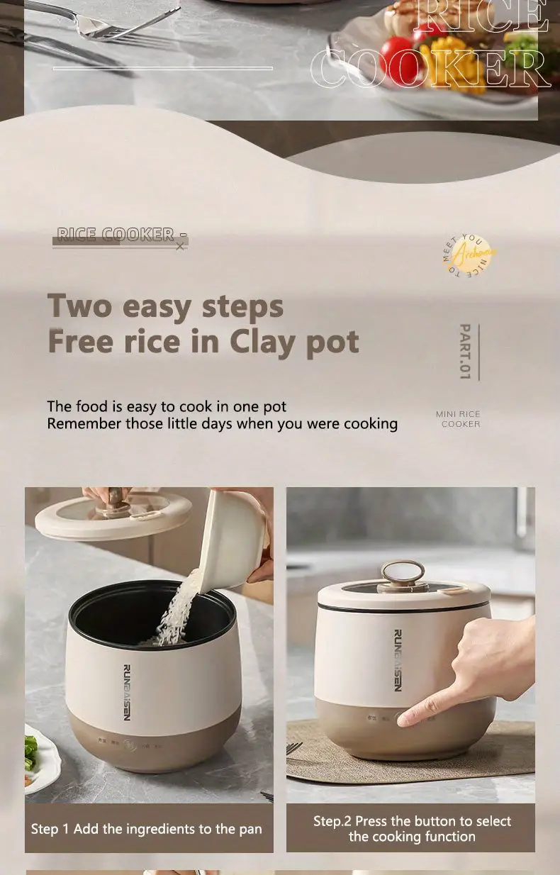 1pc 1 8l mini rice cooker multifunctional rice pot cooking rice non stick pot porridge cooker soup dormitory electric cooker details 1
