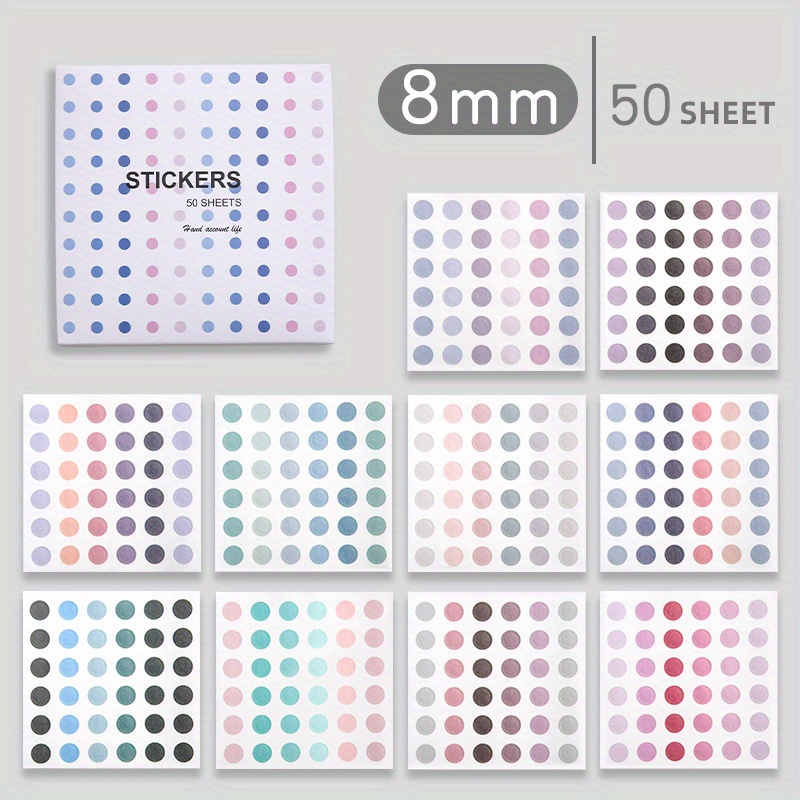 50 Sheets Morandi Colorful Dot Sticker Handbook Deco Sticker For Scrapbook Hand Account Envelope Card Decor