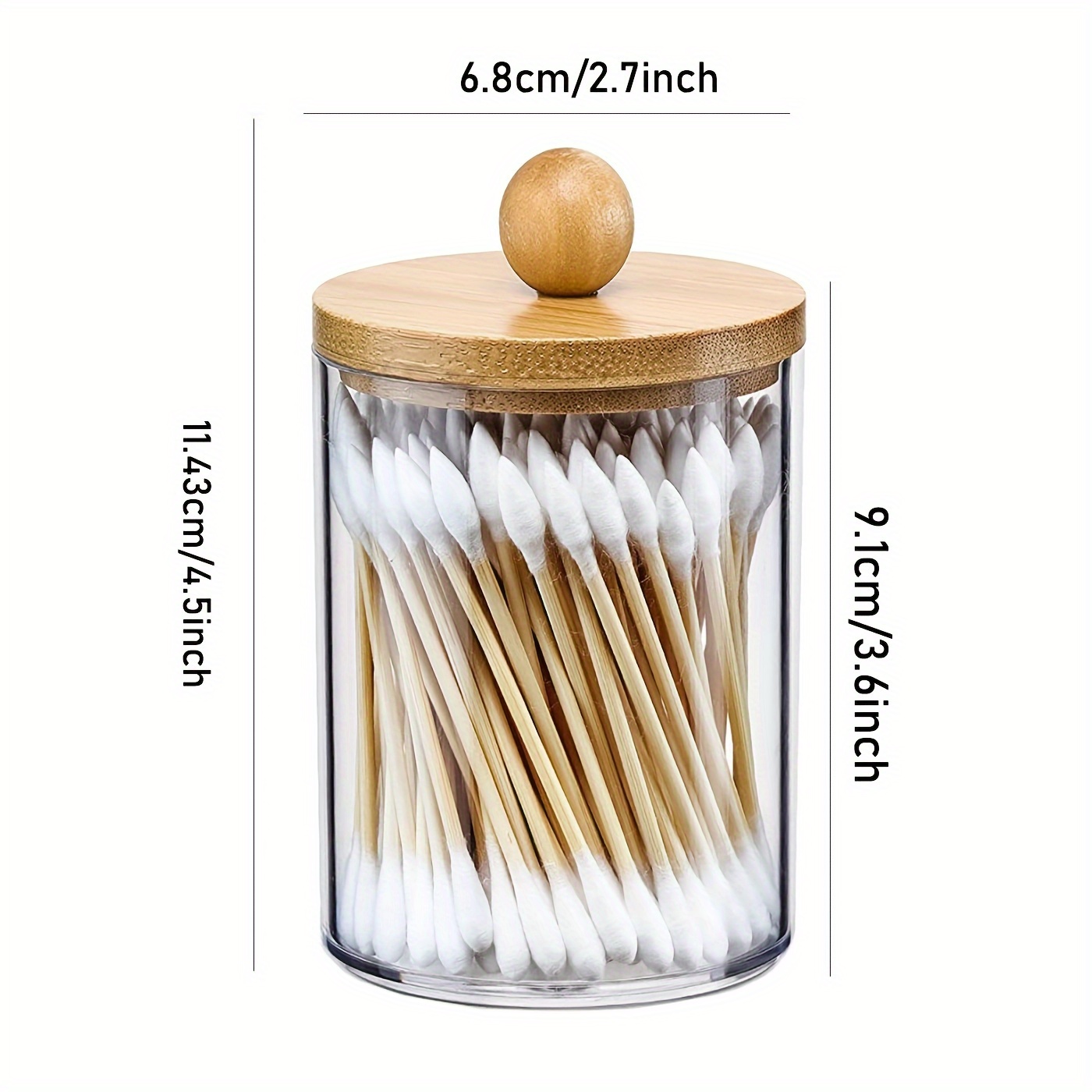 Cotton Swabs Holder Dispenser With Bamboo Lids Clear Acrylic - Temu