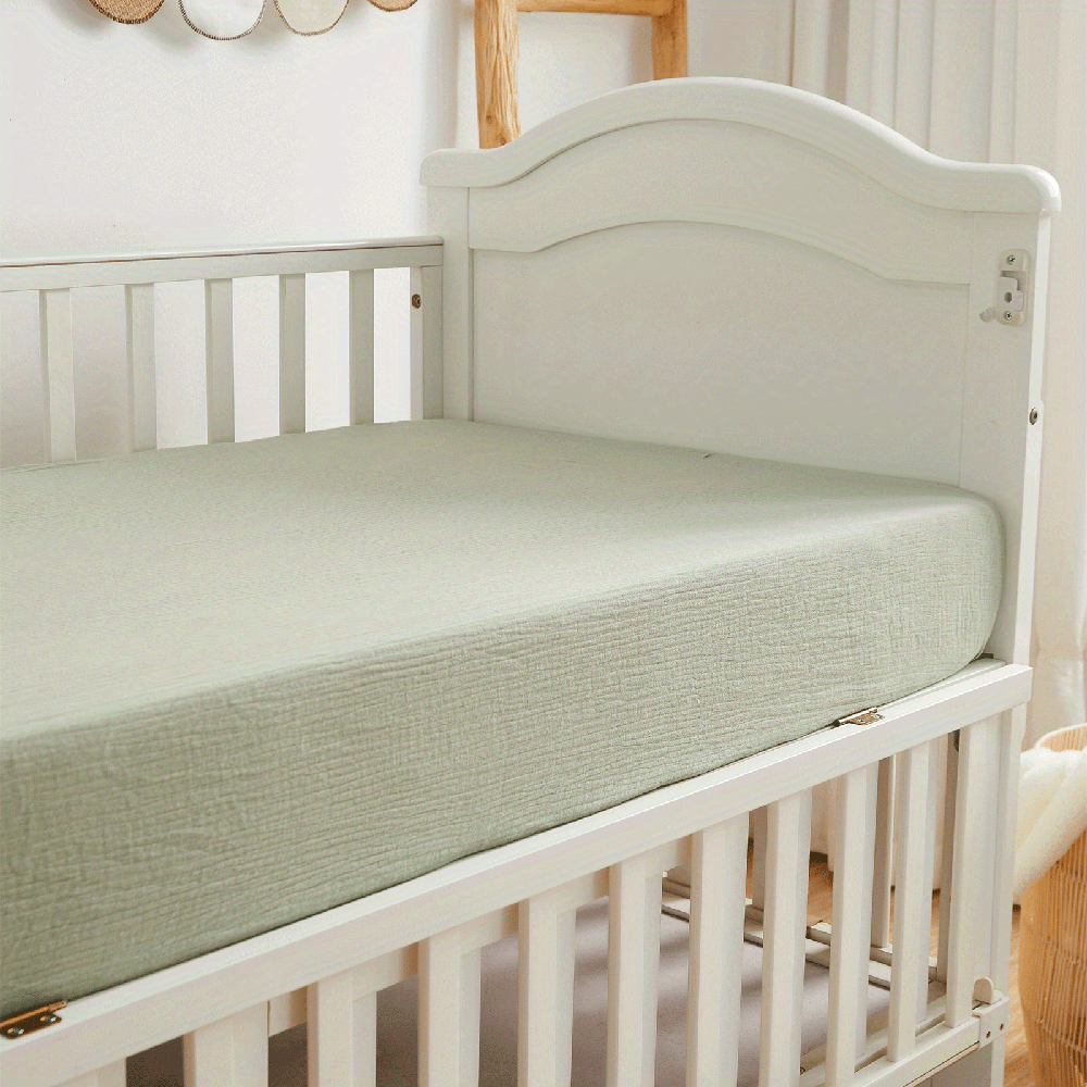 green   fitted sheet muslin fitted   cotton crib sheets for baby boys girls solid color toddler bed sheets for standard crib and toddler mattresses 28 x52 x8 details 1