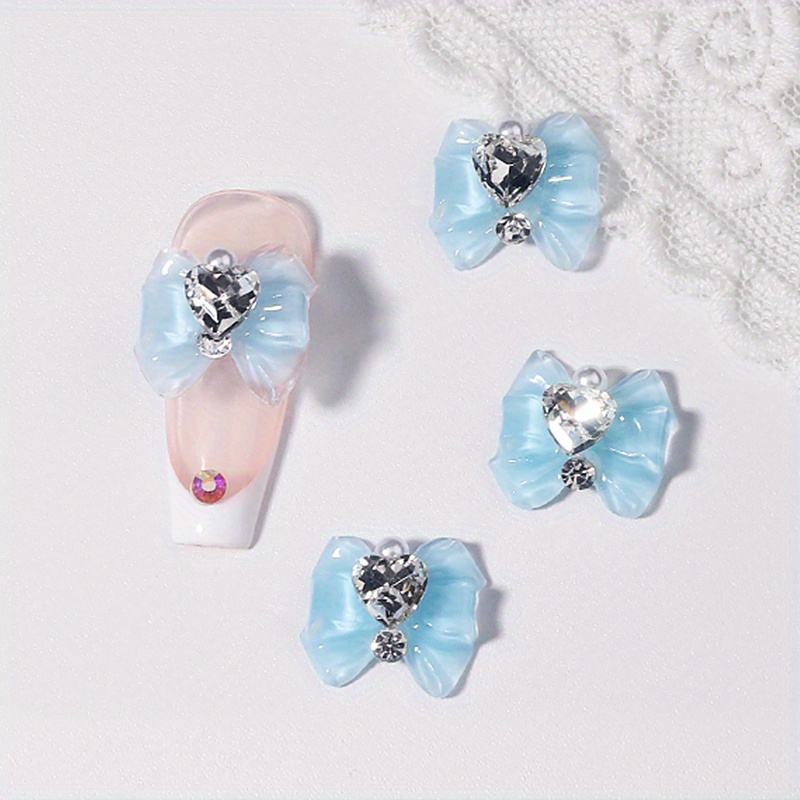 3D Bow & Heart Nail Decoration Resin Gems Charms DIY Nails