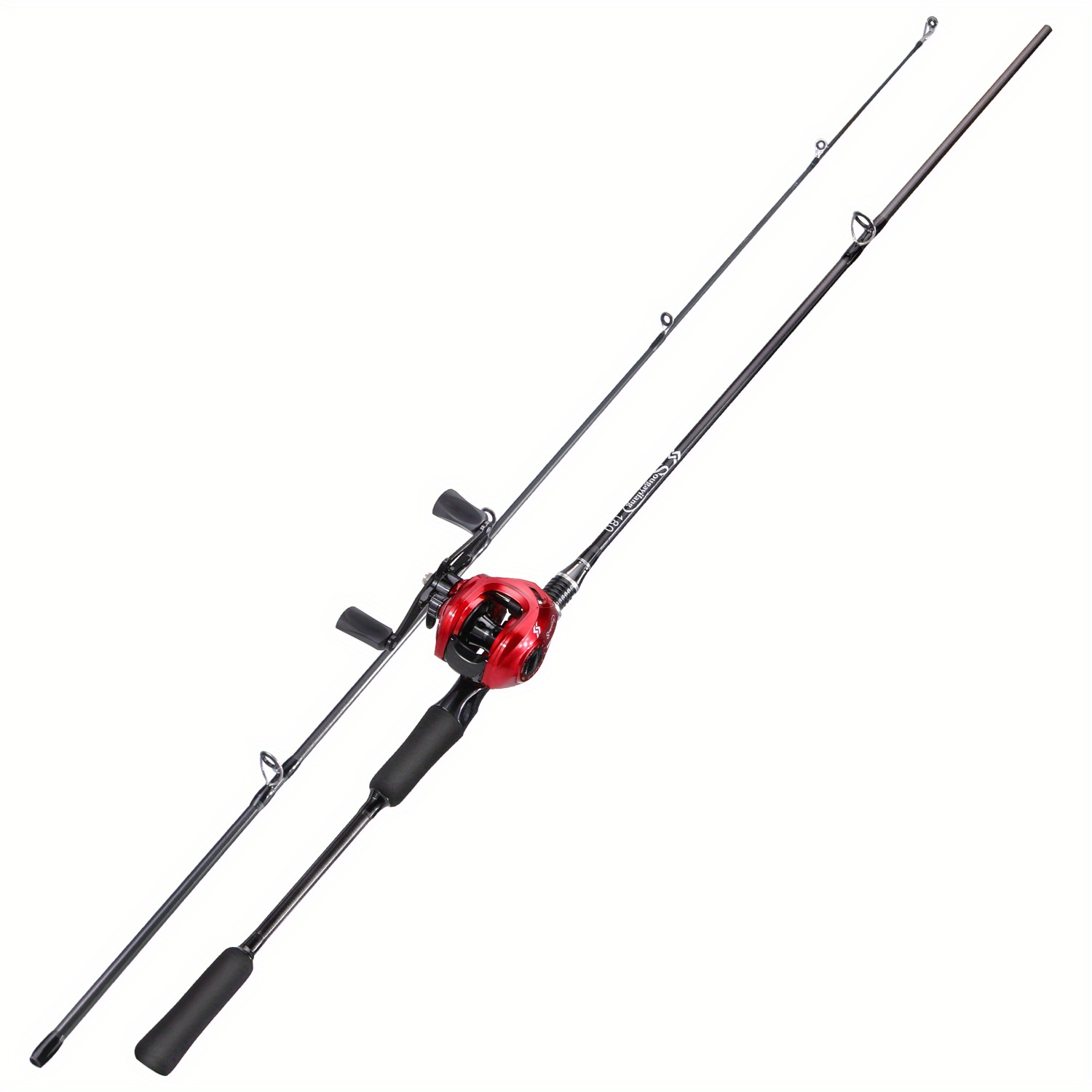 Sougayilang Fishing Rod and Reel Combo 2 Pieces M/MH Fishing Pole with Baitcasting Reel Set Baitcaster Combo, Size: 6′9′′Rod and Left Hand Reel, Red