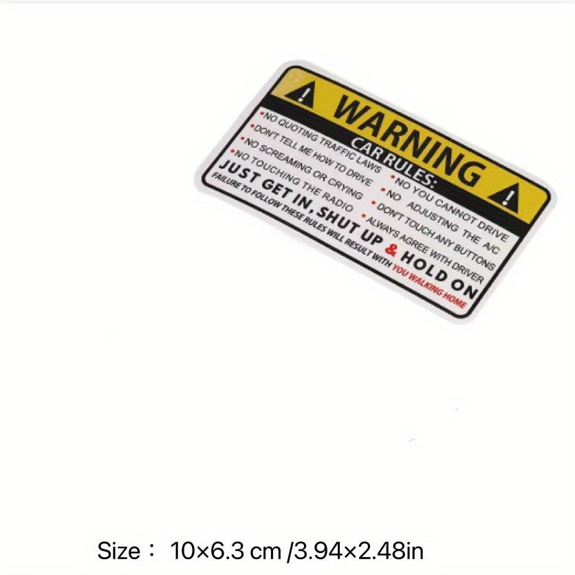 Car Sticker Decal Vehicle Safety Warning Rule Sticker - Temu