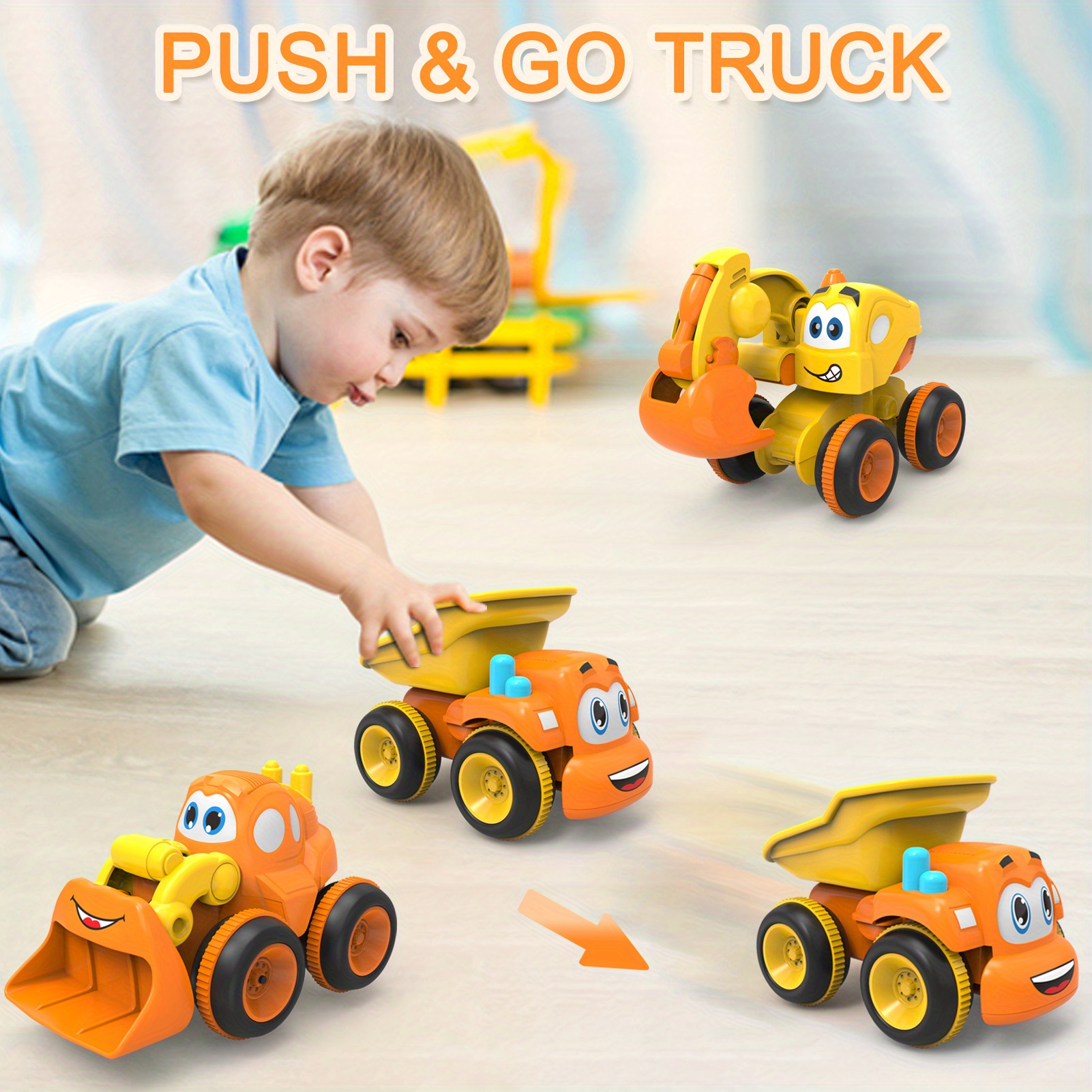 Coche de juguete para niños y niñas: camiones de juguete para niños y niñas  de 2, 3, 4, 5, 6 años | Paquete de juguetes de construcción de vehículos 5