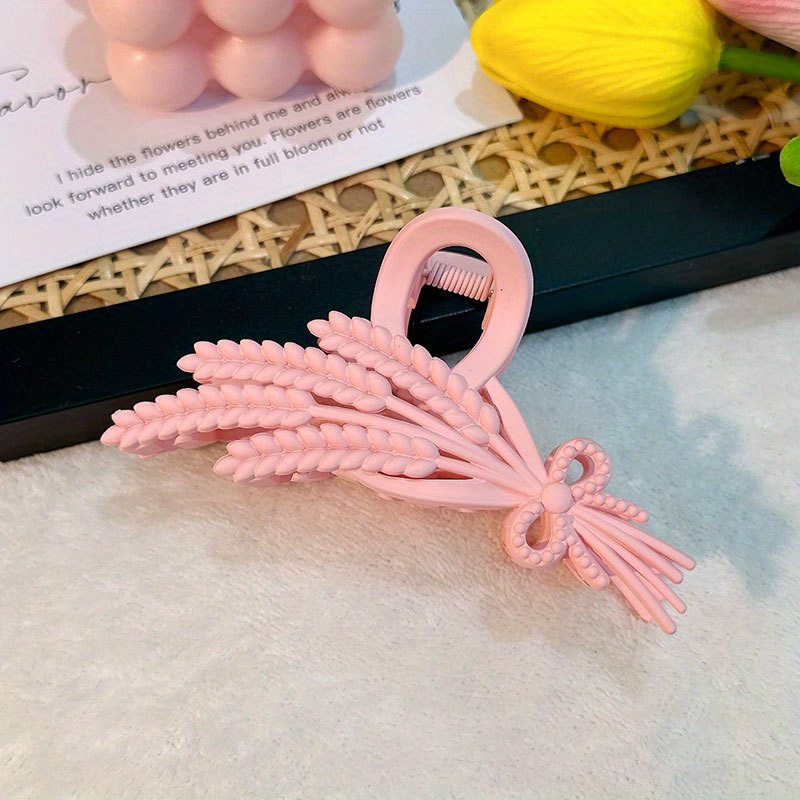 Frosted Hair Claw Wheat Ears Shaped Nonslip Shark Claw For Ponytail