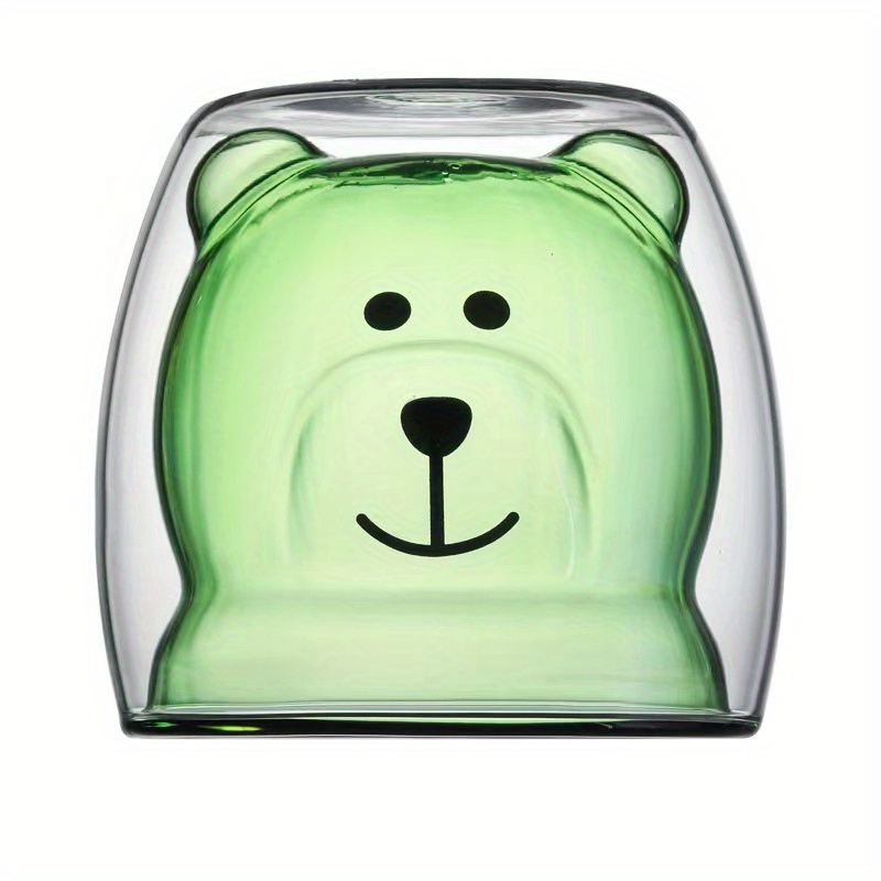 250ML Creative Cartoon Bear Coffee Mug Cute Animal Double Glass Coffee Cup  Transparent