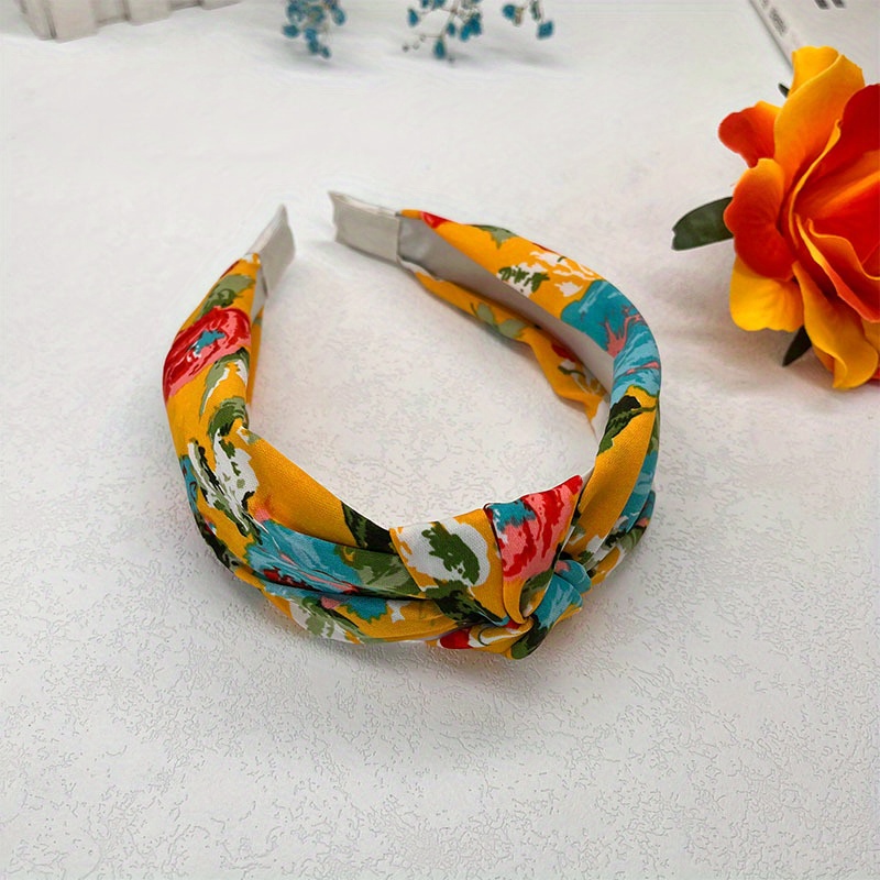 Flower Pattern Headband Wide Brim Hair Band For Women