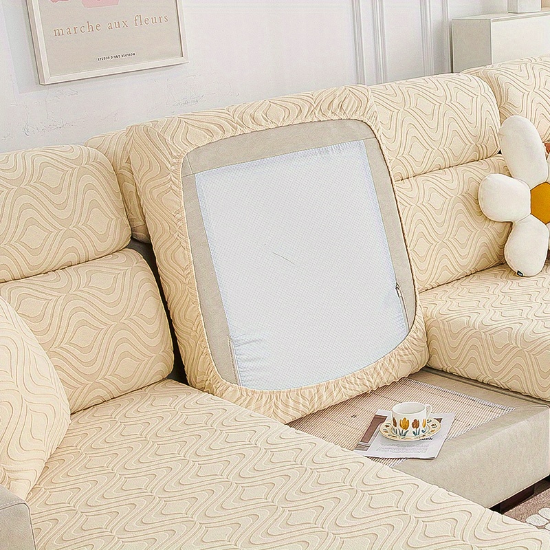 Tunez, Stretch Sofa Cover, Canvas (50% Polyester, 45% Cotton, 5% Elastane),  Beige, 4 Seater (240-270cm Width)
