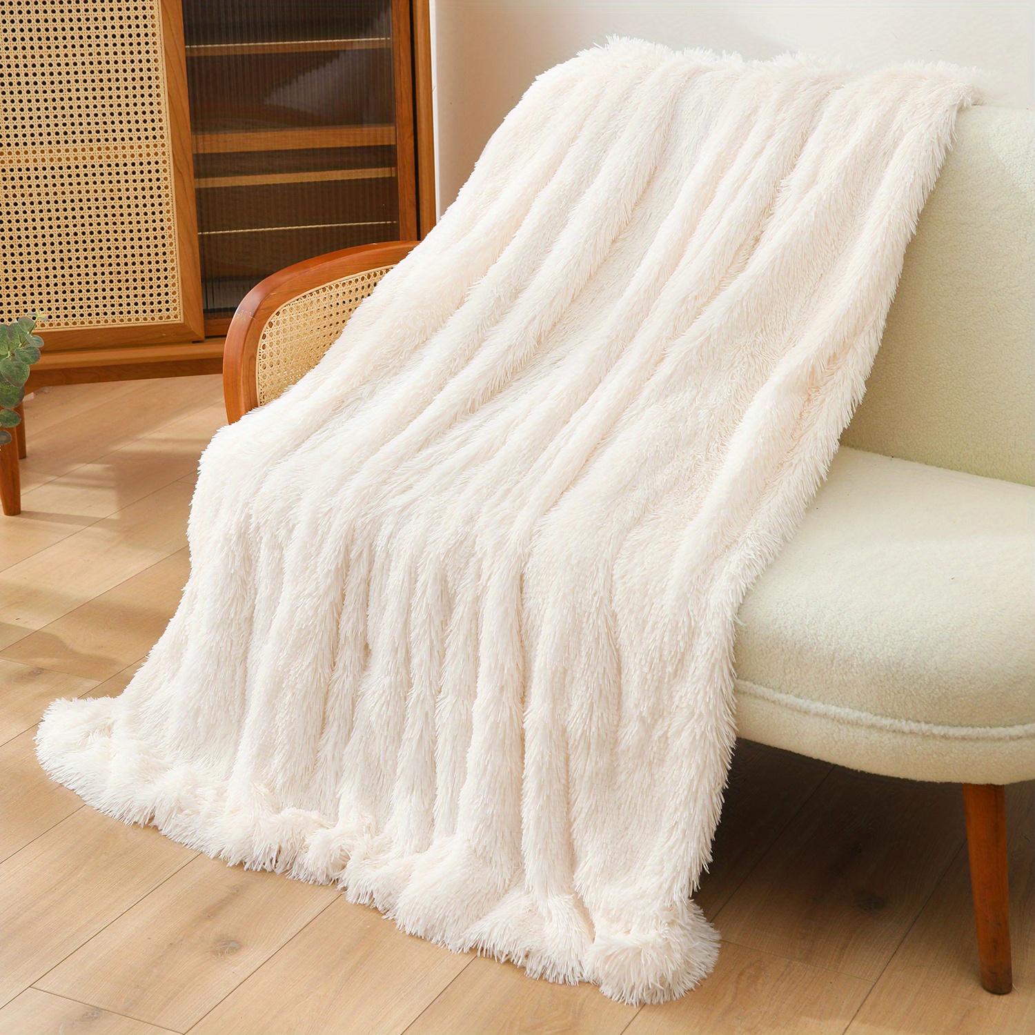 1pc multifunctional rainbow double layer plush blankets for home decor and comfortable bed and sofa use details 8