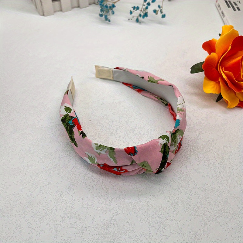 Flower Pattern Headband Wide Brim Hair Band For Women