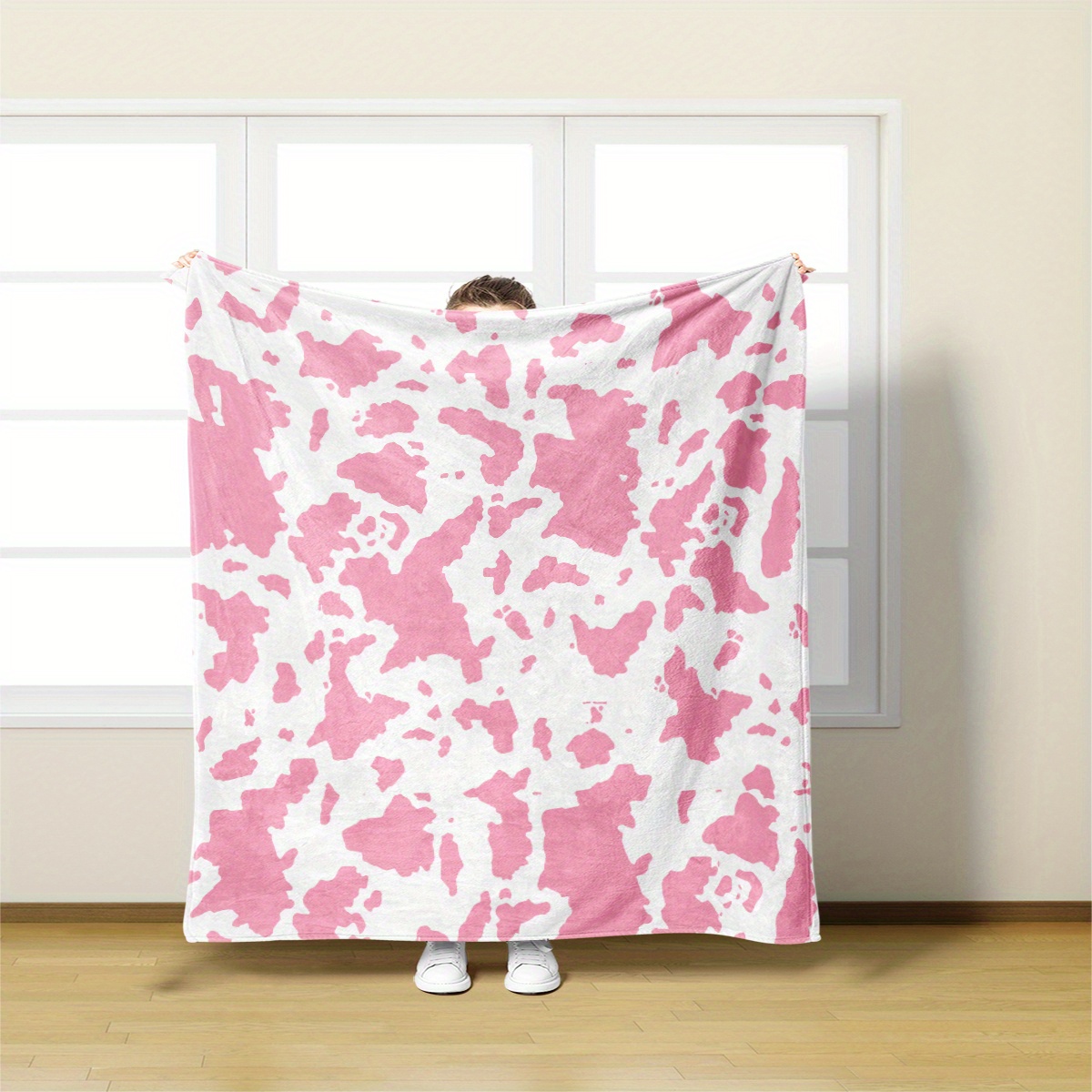 Pink cow print discount blanket