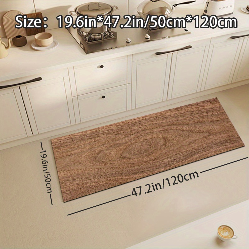 Kitchen Floor Mat, Soft Diatom Mud Kitchen Mat, Wood Grain Rubber