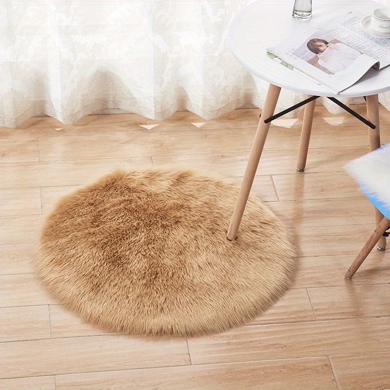 Soft Fluffy Imitation Wool Round Area Rug Suede Fleece - Temu