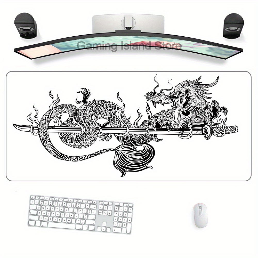 Large Game Mouse Pad Japanese Dragon Gaming Accessories Hd - Temu