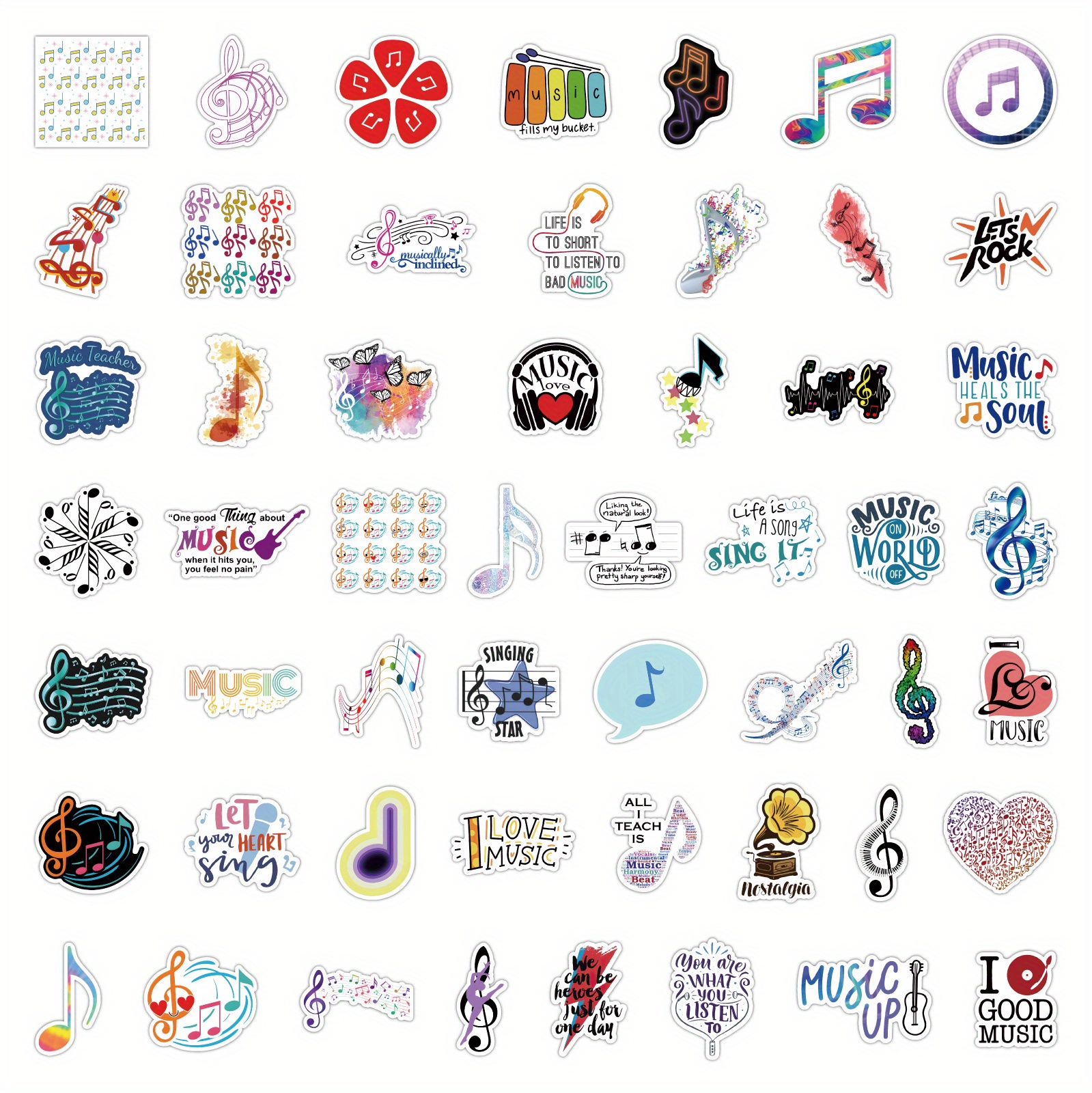 50Pcs Music Stickers for Water Bottles Vinyl Musical Note Stickers for Kids  Wate