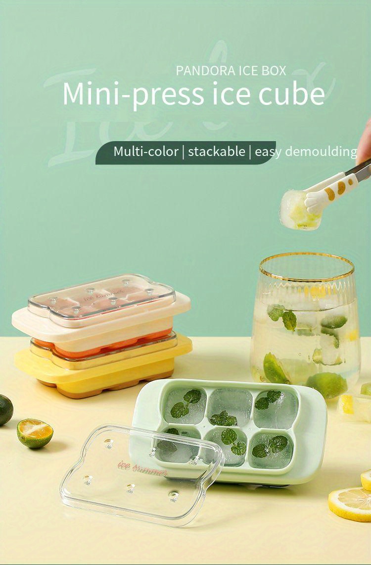 1Pcs Ice Block Mold Frozen Silicone Ice Cube with Cover Stackable