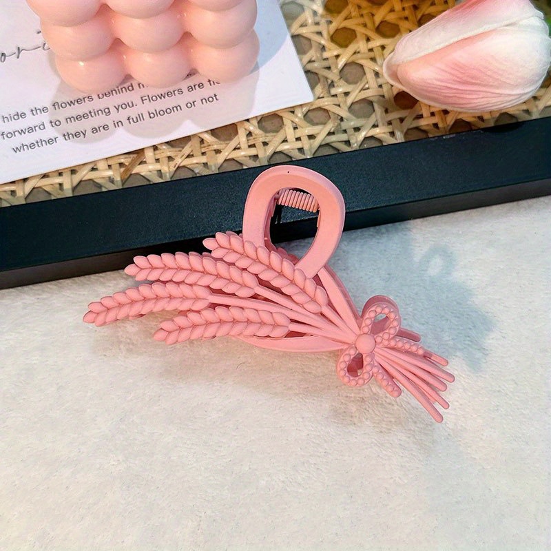 Frosted Hair Claw Wheat Ears Shaped Nonslip Shark Claw For Ponytail