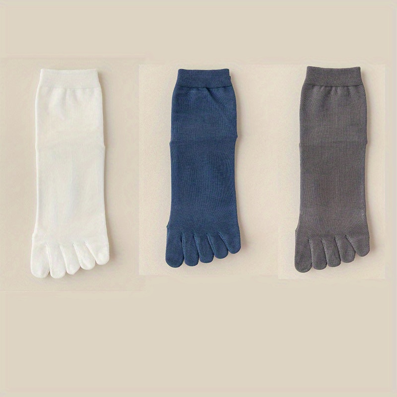 3 5pairs Men's Five Toe Acupressure Print Socks Fashion Massage Pattern ...
